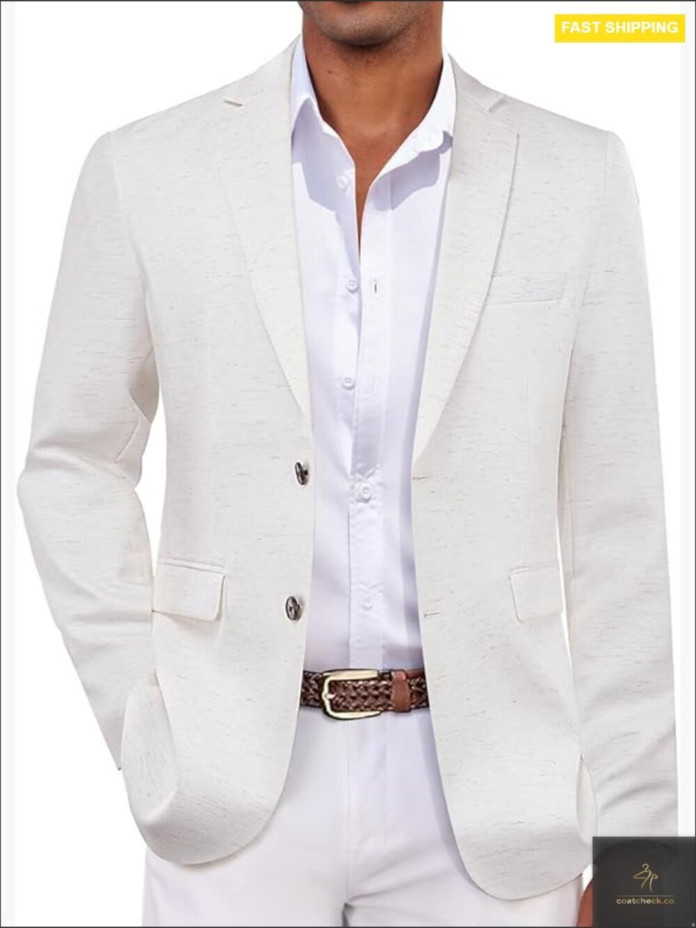 Lightweight Linen Blazer Slim Fit Casual Business Sport Coat Two Button